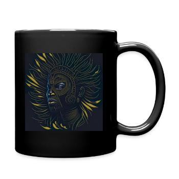 African Woman Vector - Full Colour Mug - black - Right