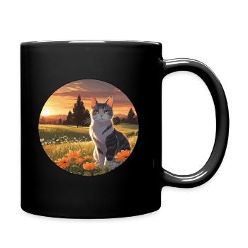 Coucher de soleil - Mug uni - noir - Droite