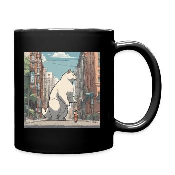 Giant Cat in Japan - Full Colour Mug - black - Right