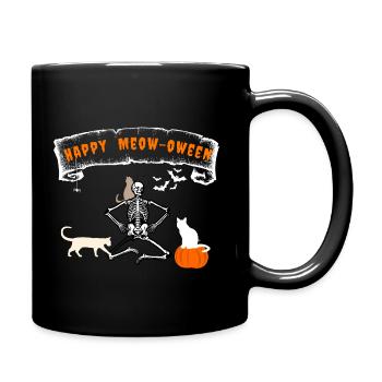 Happy Meow-oween Halloween Party Cats Design - Full Colour Mug - black - Right
