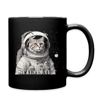 Catronaut Astronauten Katze T-Shirt - Tasse einfarbig - Schwarz - Rechts