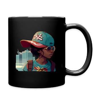 Urban Girl avec des lunettes de soleil - Mug uni - noir - Droite
