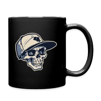 Skull with Snapback Hat (Stroke) - Full Colour Mug - black - Right