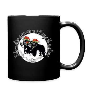 Biscuits are one of my 5 a day, Apes in Santa hats - Full Colour Mug - black - Right