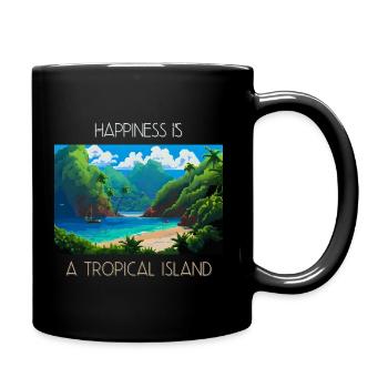Le bonheur est une île tropicale - Mug uni - noir - Droite