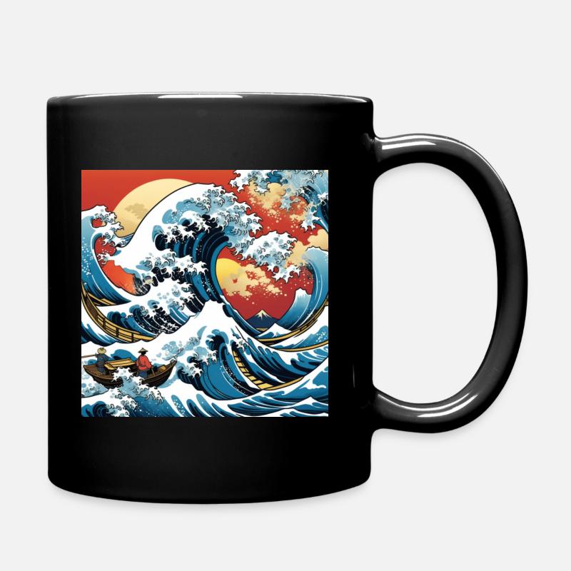Kanagawa Japanese The great wave - Full Colour Mug - black