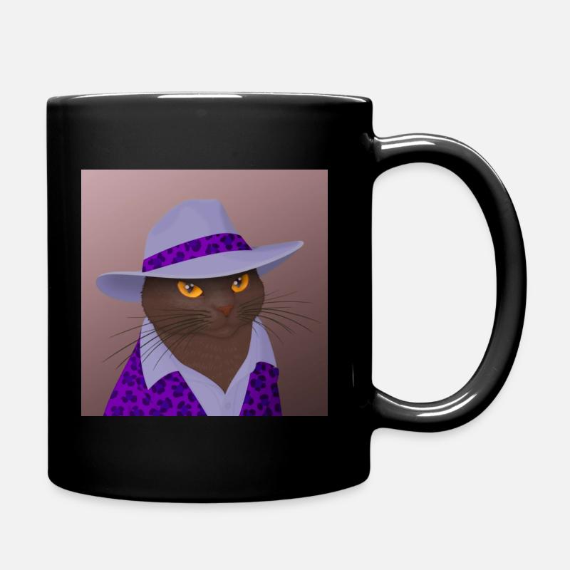 Shadow Top Hat - Chat noir en costume yakuza violet - Mug uni - noir