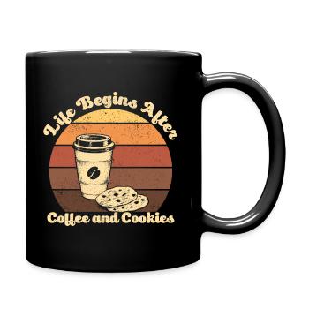 Das Retro-Leben beginnt nach dem Vintage von Kaffee und Keksen - Tasse einfarbig - Schwarz - Rechts