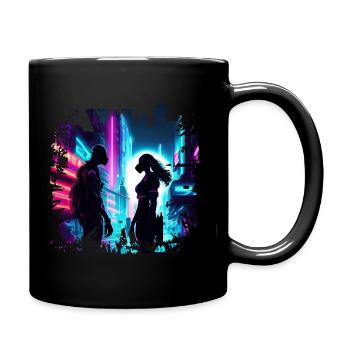 Cyberpunk Silhouette Rendezvous - Tasse einfarbig - Schwarz - Rechts