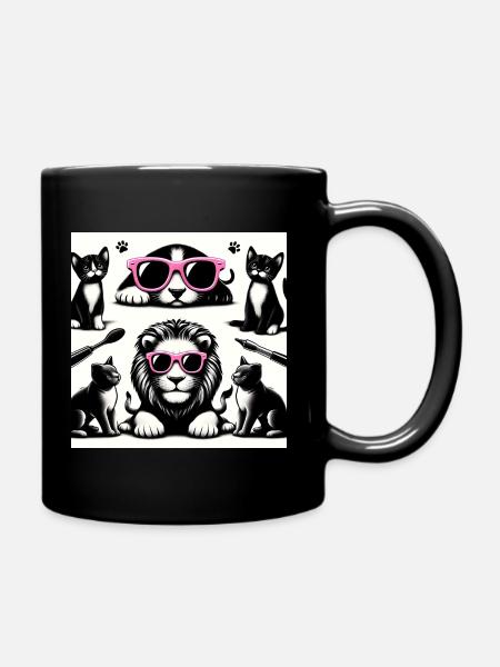 Lion et chat - Mug uni - noir