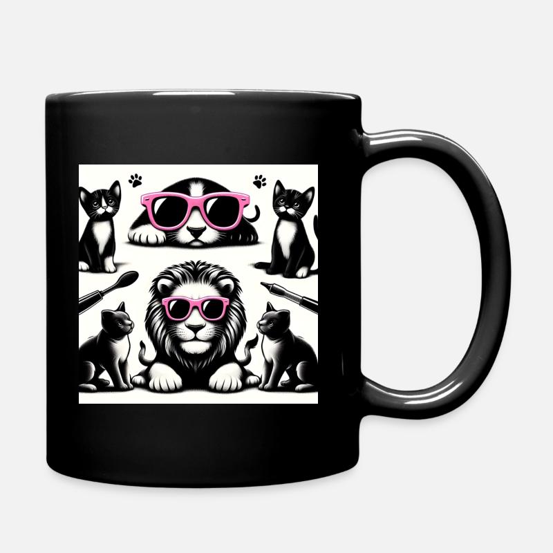 Lion et chat - Mug uni - noir