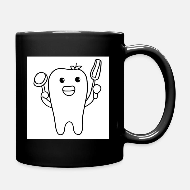 schwarz-weißer Zahn - Tasse einfarbig - Schwarz
