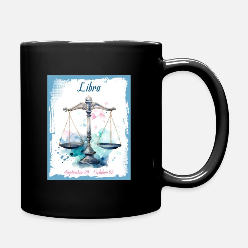 Zodiac Signs in Watercolor: Libra the Scales - Full Colour Mug - black