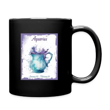Zodiac Signs in Watercolor: Aquarius the Water Bea - Full Colour Mug - black - Right