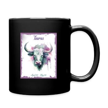 Signes du zodiaque à l’aquarelle : Taureau le taureau - Mug uni - noir - Droite