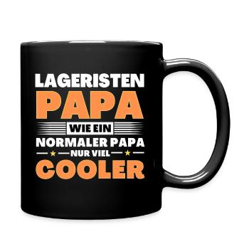 Lageristen Papa wie ein normaler nur viel cooler - Tasse einfarbig - Schwarz - Rechts
