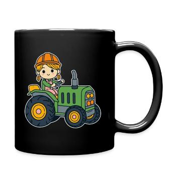 Mädchen mit Traktor - Tasse einfarbig - Schwarz - Rechts