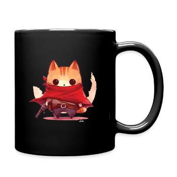 Cat dressed as a cowboy - Full Colour Mug - black - Right