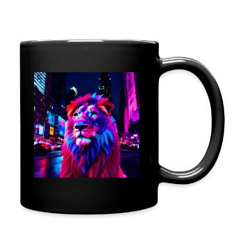 Löwe Neon - Tasse einfarbig - Schwarz - Rechts