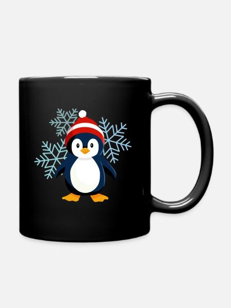Pingouin d’hiver mignon - Mug uni - noir