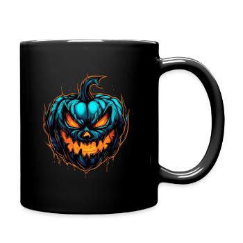 Gruseliger Bunter Halloween Kürbis - Tasse einfarbig - Schwarz - Rechts