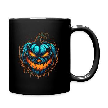 Gruseliger Bunter Halloween Kürbis - Tasse einfarbig - Schwarz - Rechts