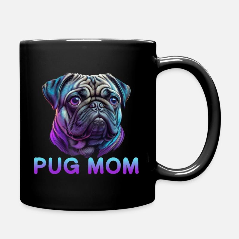 Mops Mom - Tasse einfarbig - Schwarz