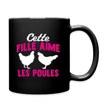 cette fille aime les poules - Mug uni - noir - Droite