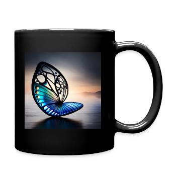Abstract Geometric Art Butterfly Image - Full Colour Mug - black - Right