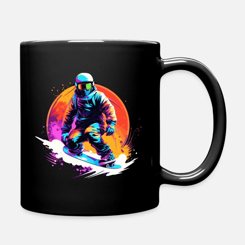 Snowboarden oder Skifahren und dann Après-Ski - Tasse einfarbig - Schwarz