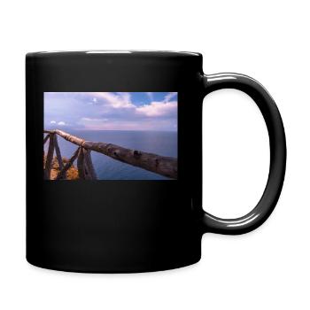 Sea view at the wooden railing - Full Colour Mug - black - Right