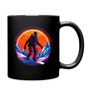 Snowboarding or skiing and then après ski - Full Colour Mug - black - Right