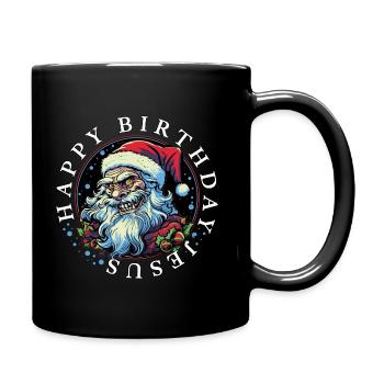 Ugly Christmas Happy Birthday Jesus Weihnachten - Full Colour Mug - black - Right