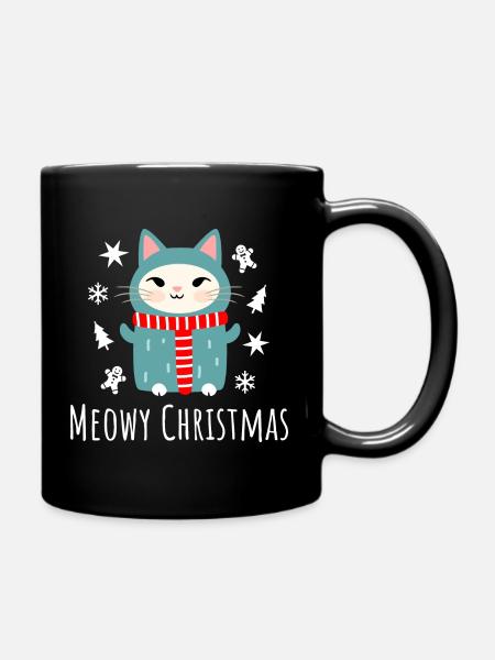 Meowy Christmas - Chat de Noël mignon - Mug uni - noir