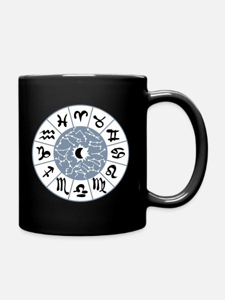 Tierkreis-Kreis - Tasse einfarbig - Schwarz
