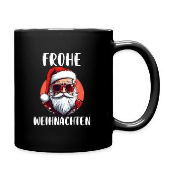 Lustig Weihnachtsmann Frohe Weihnachten - Tasse einfarbig - Schwarz - Rechts