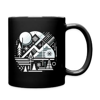 Winterliche Weihnachtslandschaft - Tasse einfarbig - Schwarz - Rechts