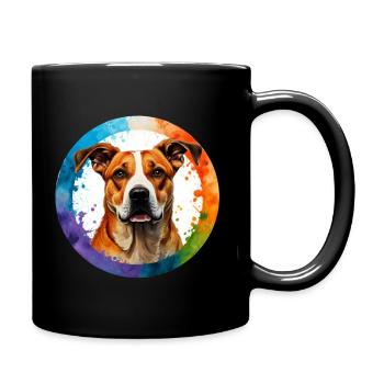T-Shirt "Hundeblick in Aquarell" - Tasse einfarbig - Schwarz - Rechts