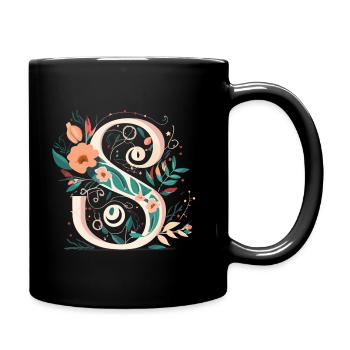 S typographie florale - Mug uni - noir - Droite