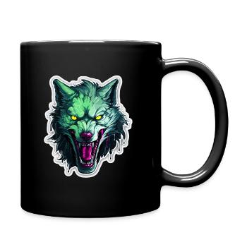 Wolf - Illustration - Tasse einfarbig - Schwarz - Rechts