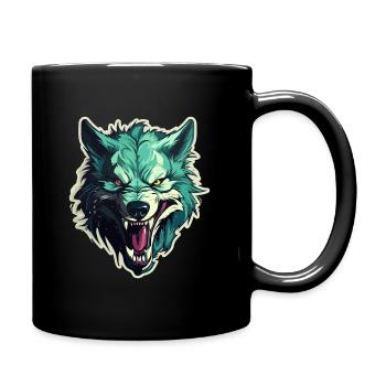 Wolf - Illustration - Tasse einfarbig - Schwarz - Rechts