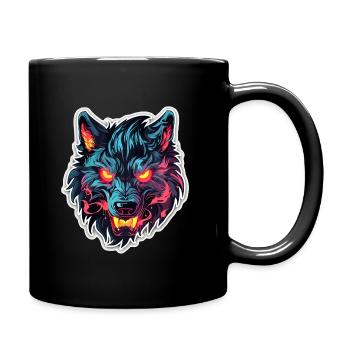 Wolf - Illustration - Tasse einfarbig - Schwarz - Rechts