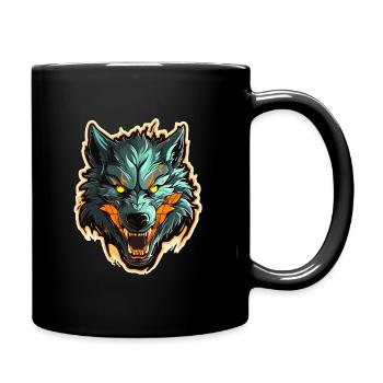 Wolf - Illustration - Tasse einfarbig - Schwarz - Rechts