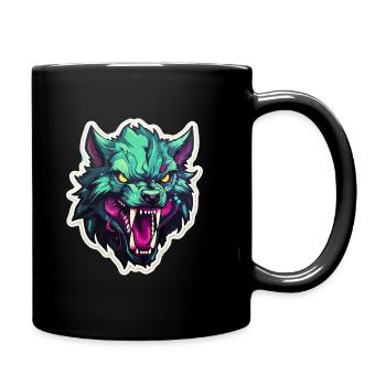 Wolf - Illustration - Tasse einfarbig - Schwarz - Rechts