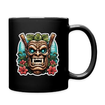 Tiki / Hawaï / Tropical / Île / Culture / Logo - Mug uni - noir - Droite