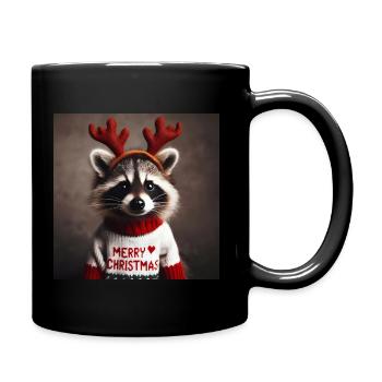 Porträt eines kleinen Waschbären im Weihnachtssweat - Tasse einfarbig - Schwarz - Rechts