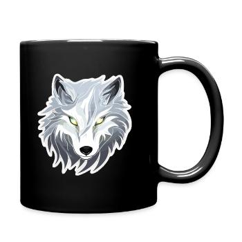 Wolf - Illustration - Tasse einfarbig - Schwarz - Rechts