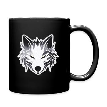 Wolf - Illustration - Tasse einfarbig - Schwarz - Rechts