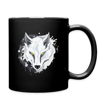 Wolf - Illustration - Tasse einfarbig - Schwarz - Rechts