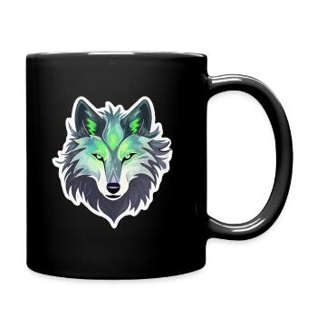 Wolf - Illustration - Tasse einfarbig - Schwarz - Rechts